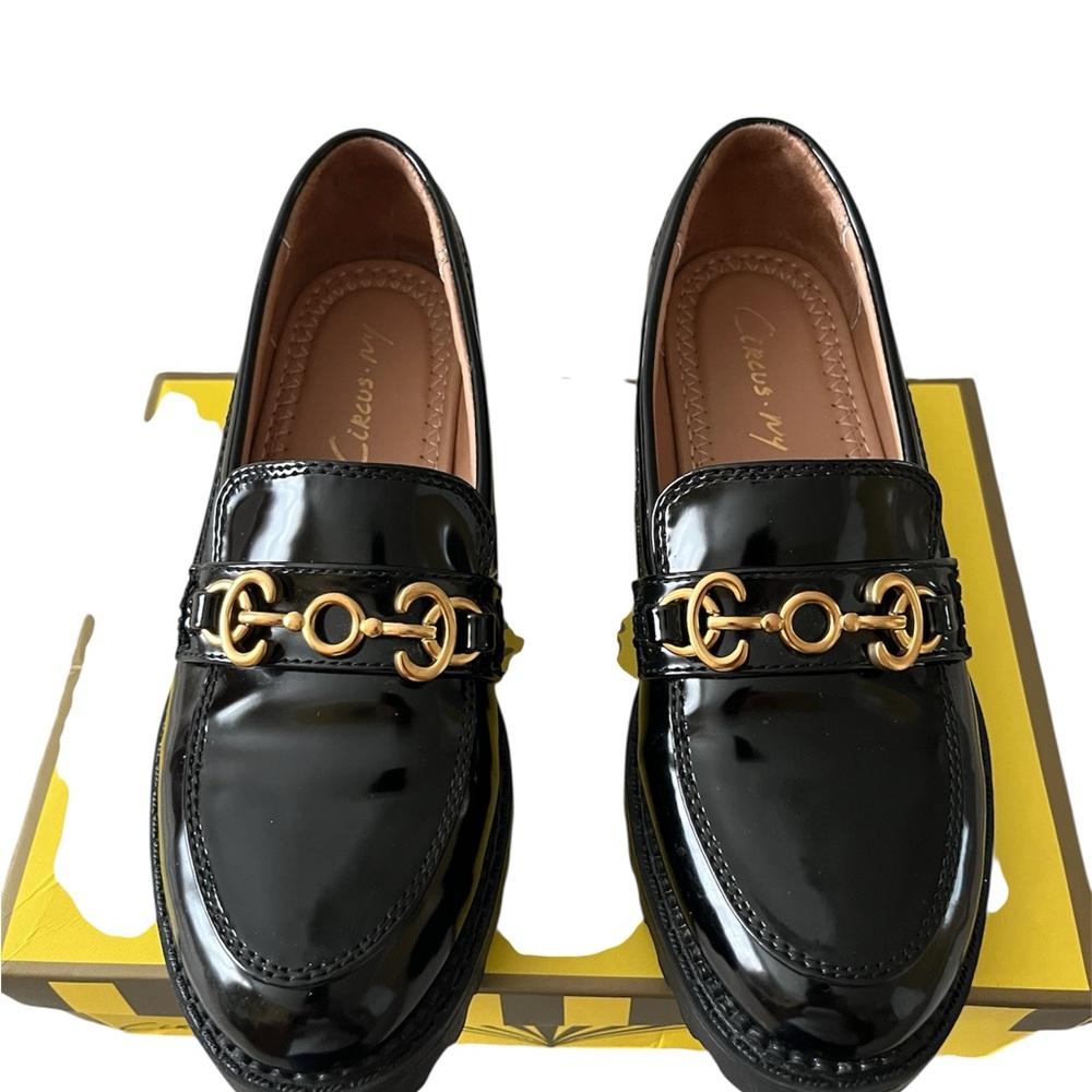 Circus Black Patent Loafers for Women